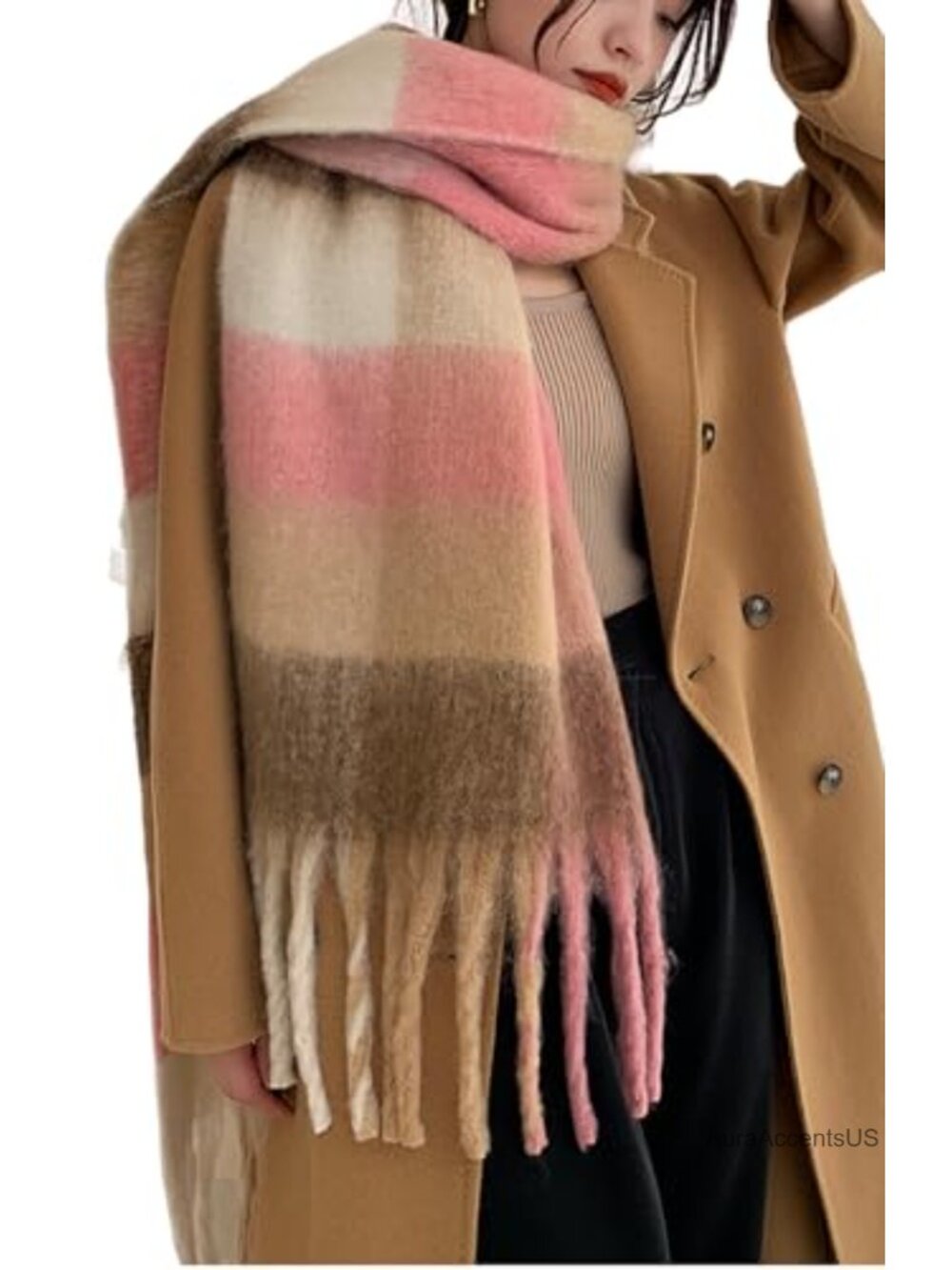 Winter Women Warm Thick Long Scarf Shawl Wrap Plaid Blanket Scarf 95in